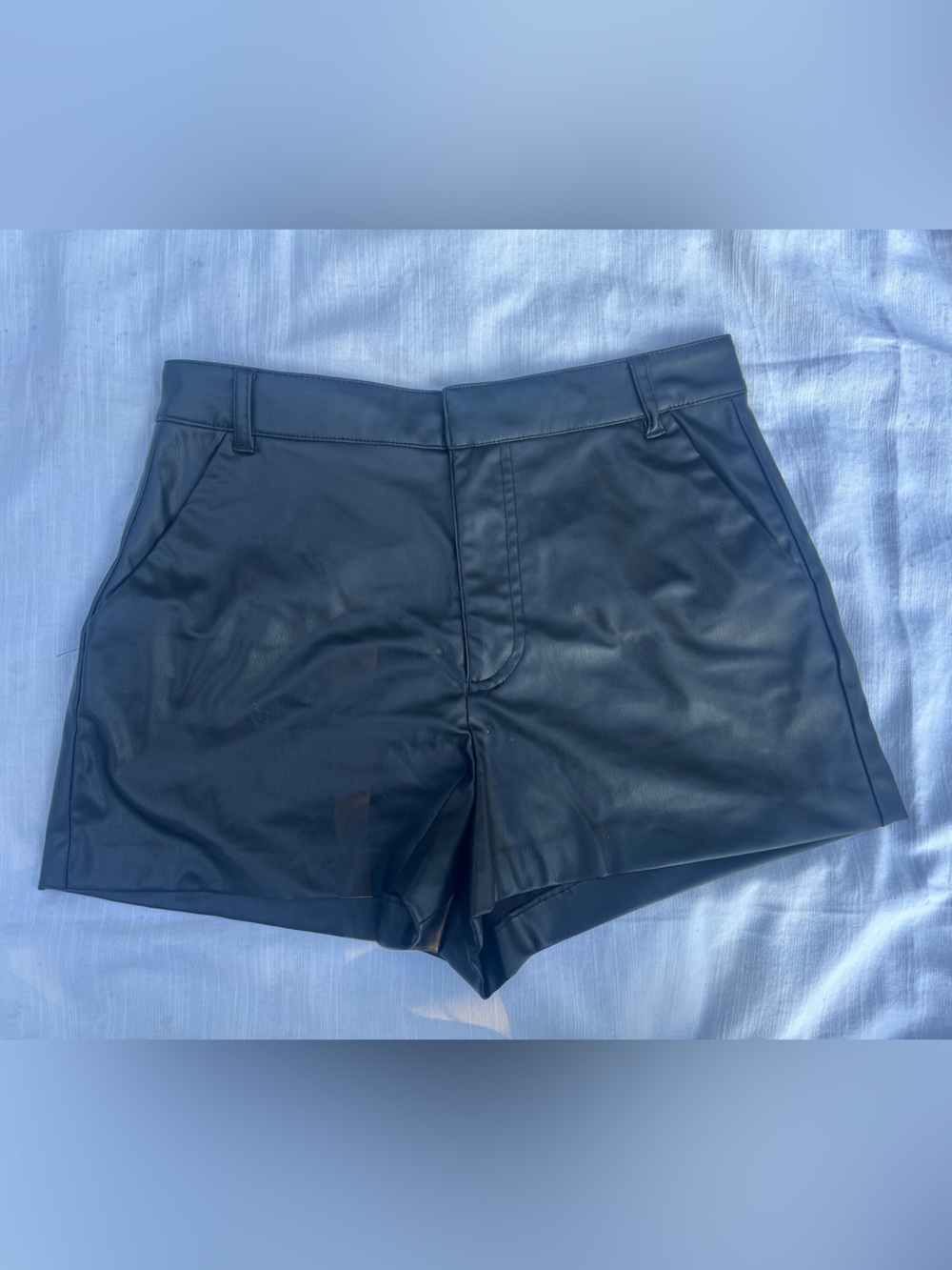 Zara Black Faux Leather High-Waist Women's Shorts
